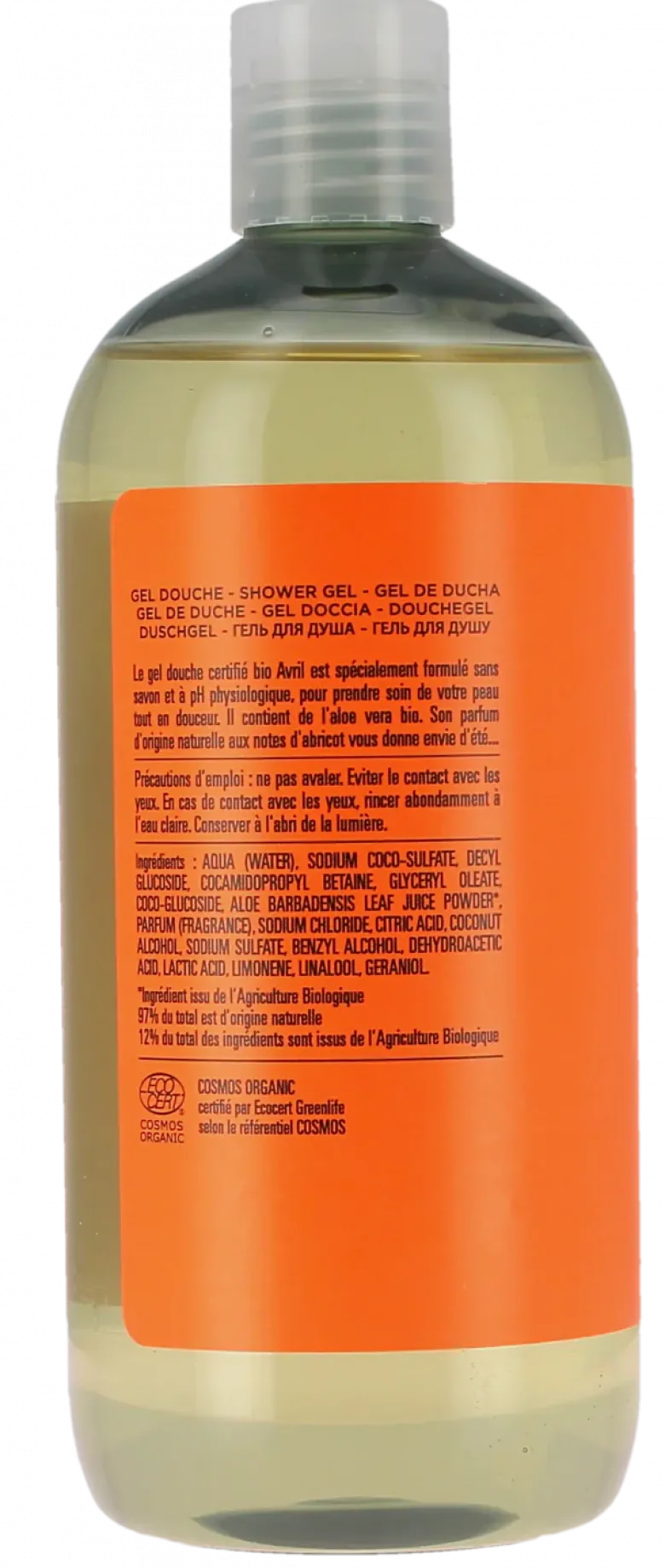 Gel douche coeur d'abricot bio Avril - flacon de 500ml