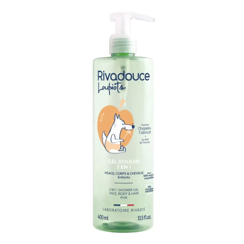 Gel douche 3 en 1 Chapeau l'Abricot Rivadouce Loupiots