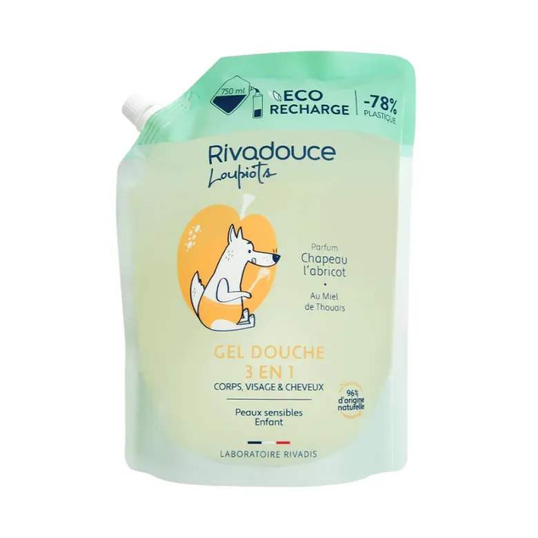 Gel douche 3 en 1 Chapeau l'Abricot Rivadouce Loupiots