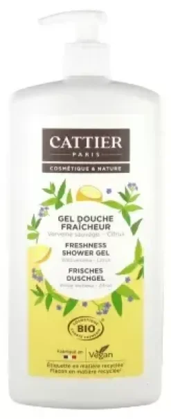 Gel douche fraîcheur verveine citrus bio Cattier - flacon-pompe de 1L