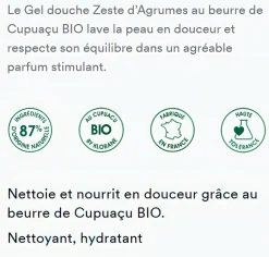 Gel douche nutritif au beurre de Cupuaçu bio Zestes d'Agrumes Klorane - tube de 200 ml