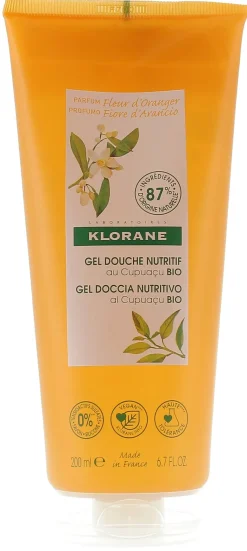 Gel douche nutritif au Cupuaçu bio Fleur d'oranger Klorane - tube de 200ml