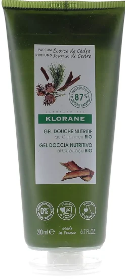 Gel douche nutritif au Cupuaçu bio Écorce de Cèdre Klorane - tube de 200ml
