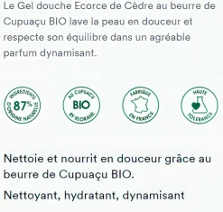 Gel douche nutritif au Cupuaçu bio Écorce de Cèdre Klorane - tube de 200ml