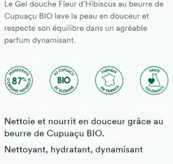 Gel douche nutritif au Cupuaçu bio Fleur d'Hibiscus Klorane - tube de 200 ml