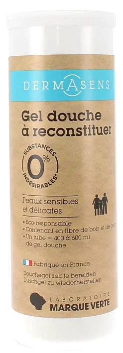 Gel douche à reconstituer dermasens peaux sensibles Marque Verte - flacon de 27 g