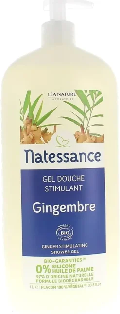 Gel douche stimulant gingembre bio natessance Léa Nature - flacon de 1 litre