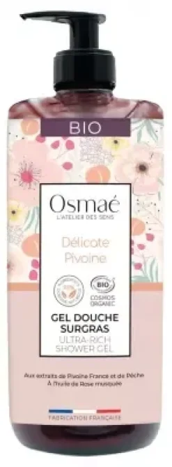 Gel douche surgras délicate pivoine Osmaé - flacon-pompe de 1L