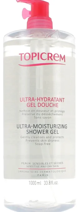 Gel douche ultra-hydratant Topicrem - flacon-pompe de 1000 ml