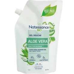 Gel douche vivifiant Aloe Vera bio Natessance - éco-recharge de 1L
