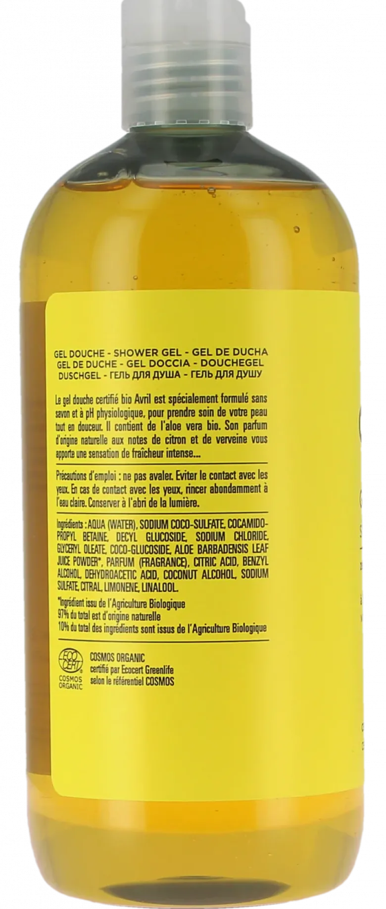 Gel douche zeste de citron bio Avril - flacon de 500ml