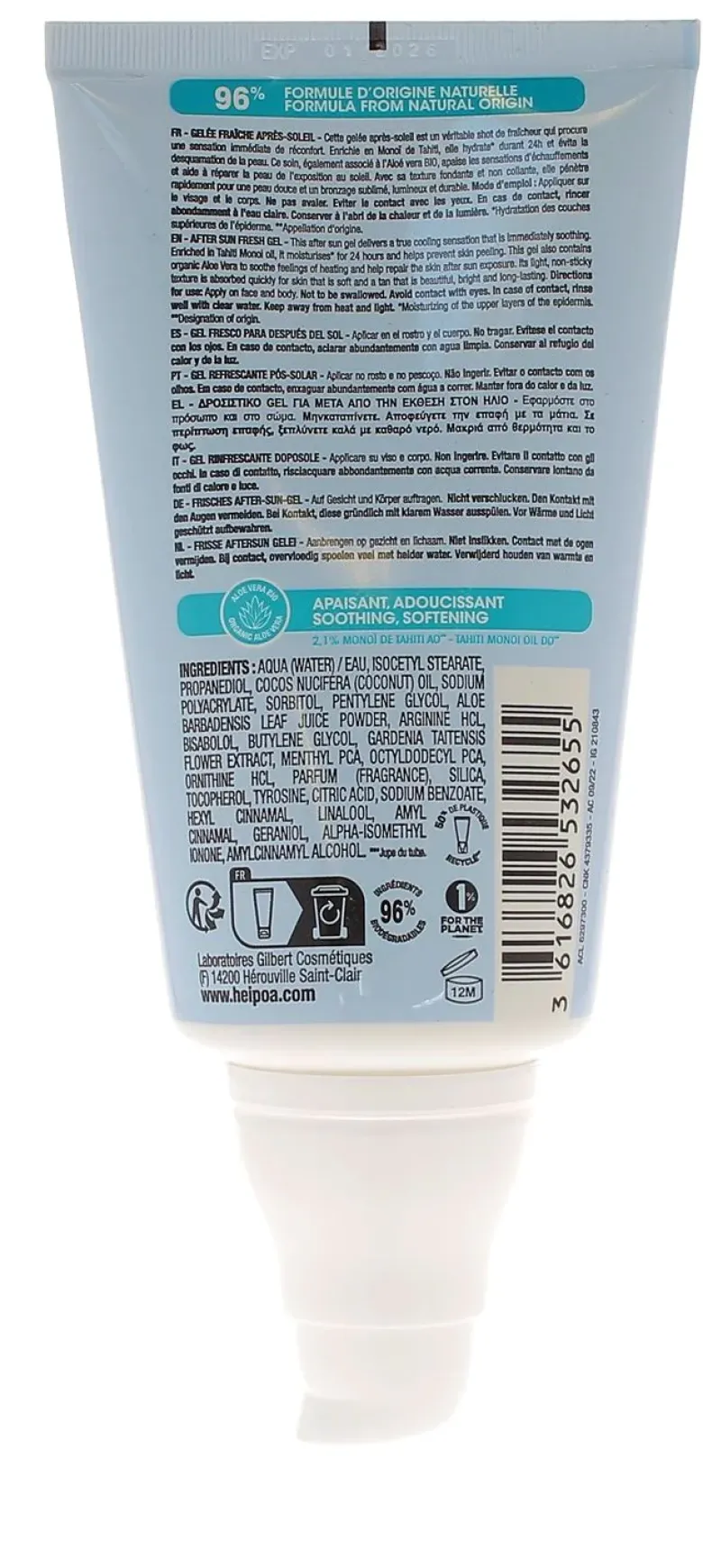 Gelée fraîche après soleil Hei Poa - tube de 150ml