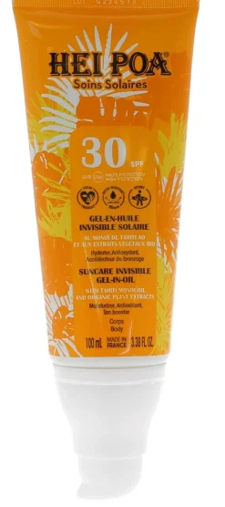 Gel en huile invisible solaire SPF30 Hei Poa - tube de 100ml