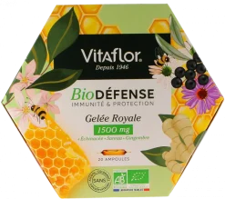 Gelée Royale Bio 1500 mg Défense+ Apicule Vitaflor - Boîte de 20 ampoules