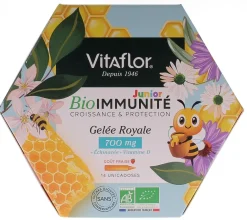 Gelée royale bio 700 mg Immunité & croissance junior apiculte Vitaflor - format 14 jours