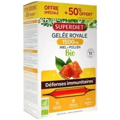 Gelée Royale Bio 1500 mg miel d'acacia pollen Super Diet