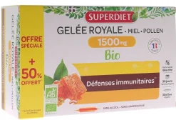 Gelée Royale Bio 1500 mg miel d'acacia pollen Super Diet