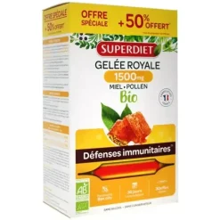Gelée Royale Bio 1500 mg miel d'acacia pollen Super Diet