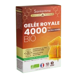 Gelée royale 4000 mg bio Santarome - boite de 10 ampoules