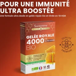 Gelée royale 4000 mg bio Santarome - boite de 10 ampoules
