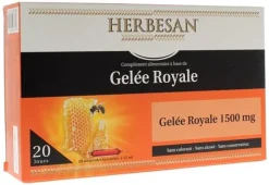 Gelée royale 1500 mg Herbesan - Boite de 20 ampoules