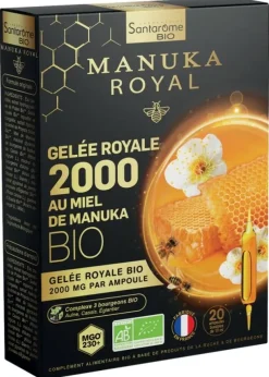 Gelée royale 2000 miel de Manuka bio Santarome - boîte de 20 ampoules