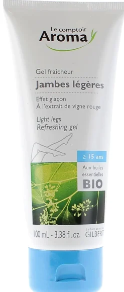 Gel fraîcheur jambes légères Le Comptoir Aroma - tube de 100 ml
