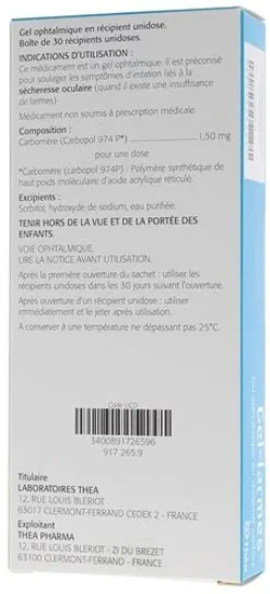 Gel larmes ophtalmique Théa – 30 récipients unidoses