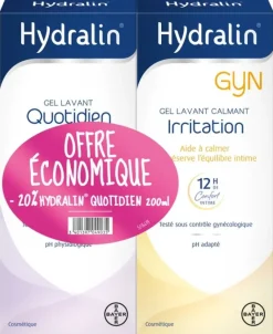 Gel lavant calmant irritation + Gel lavant quotidien Hydralin - lot de 2 flacons de 200ml