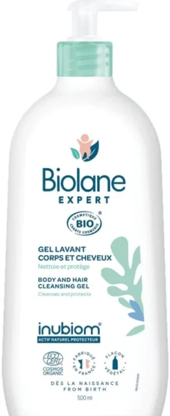 Gel lavant corps et cheveux bio Biolane Expert - flacon-pompe de 500 ml