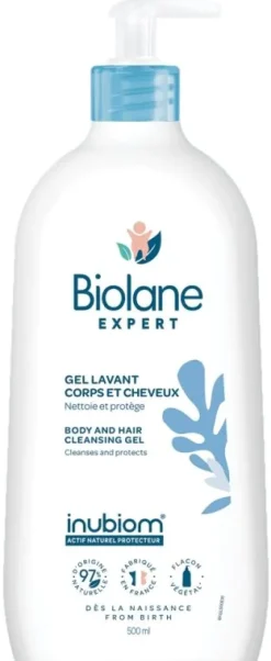 Gel lavant corps et cheveux Biolane Expert - flacon-pompe de 500 ml