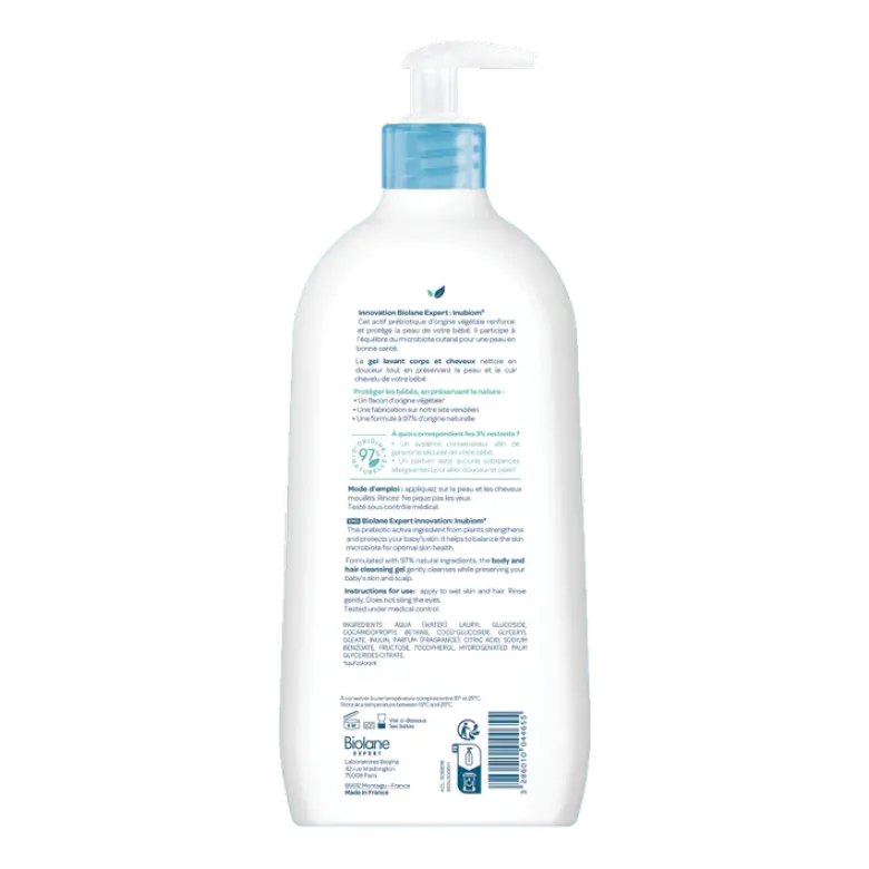 Gel lavant corps et cheveux Biolane Expert - flacon-pompe de 500 ml