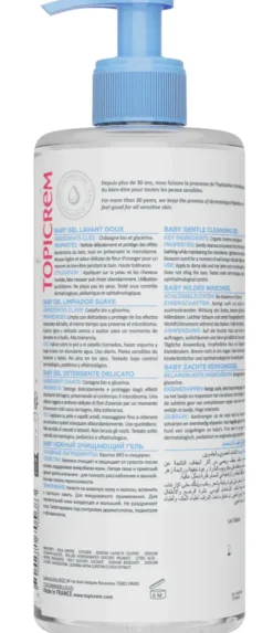 Gel lavant doux baby Topicrem - flacon-pompe de 500ml