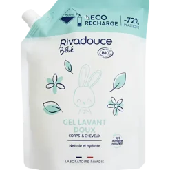 Gel lavant doux bio éco-recharge Rivadouce bébé - recharge de 750ml