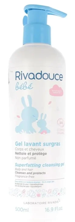 Gel lavant sugras bébé bio Rivadouce - flacon de 500 ml