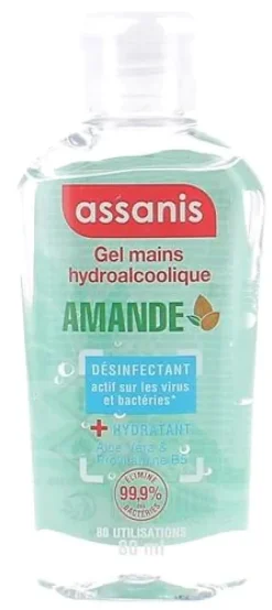Gel mains hydroalcoolique Assanis pocket parfum Amande – 80 ml