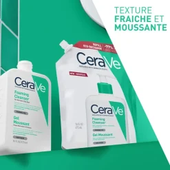 Gel moussant visage CeraVe - un flacon-pompe de 473ml et une éco-recharge de 473ml offre spéciale