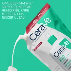 Gel moussant visage CeraVe - un flacon-pompe de 473ml et une éco-recharge de 473ml offre spéciale