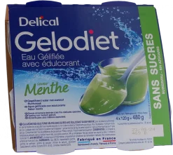 Gelodiet Eau gélifiée avec édulcorant saveur menthe Delical - lot de 4 pots de 120g