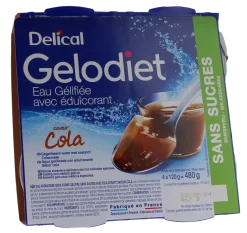 Gelodiet Eau gélifiée avec édulcorant saveur cola Delical - lot de 4 pots de 120g