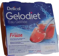 Gelodiet Eau gélifiée saveur fraise Delical - lot de 4 pots de 120g