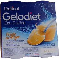Gelodiet Eau gélifiée saveur fruits du verger Delical - lot de 4 pots de 120g