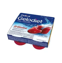 Gelodiet Eau gélifiée saveur grenadine Delical - lot de 4 pots de 120g