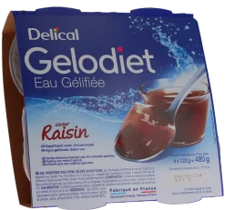 Gelodiet Eau gélifiée saveur raisin Delical - lot de 4 pots de 120g