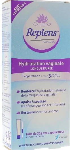 Gel vaginal hydration longue durée sans hormones Replens – tube 35 g