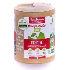 Ginkgo biloba Bio Ecoresponsable Nat&Form - boite de 200 gélules
