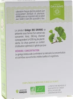 Ginkgo mémoire concentration bio Dayang - boîte de 15 gélules