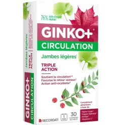 Ginko+ Circulation jambes légères Bouchara-Recordati - boîte de 30 comprimés