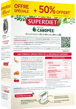 Ginseng gelée royale et acérola Bio Super Diet - boite de 20 ampoules + 10 ampoules offertes