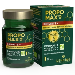 Gélules immunité propomax extrait de propolis bio Lehning - flacon de 40 gélules